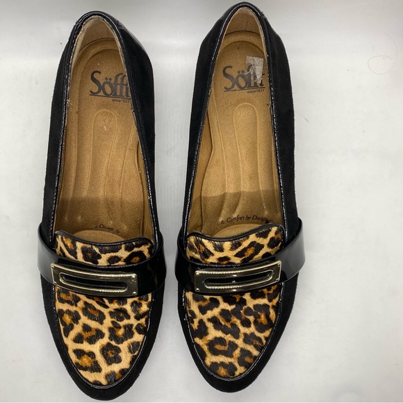 Sofft Black and Leopard Print Loafers - Picture 5 of 11